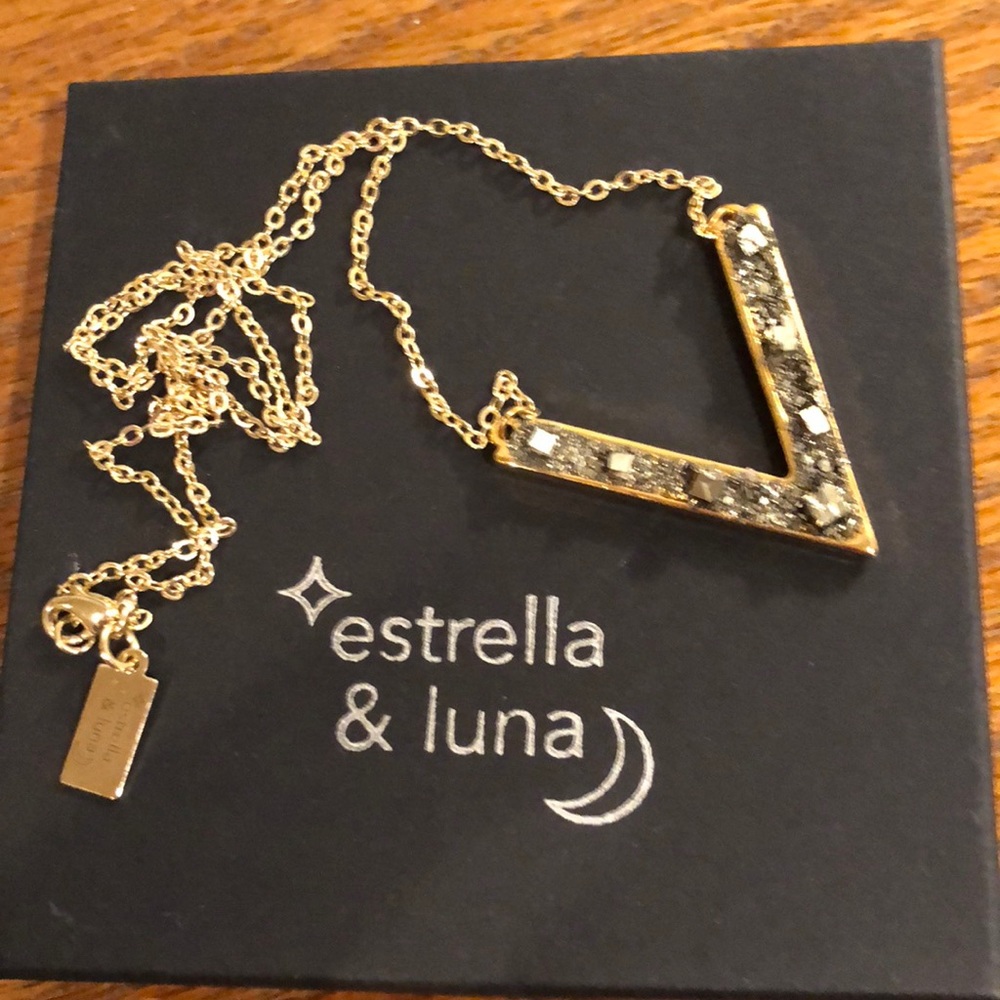  Gold Chevron Pyrite Necklace 朗 - Picture 4 of 8
